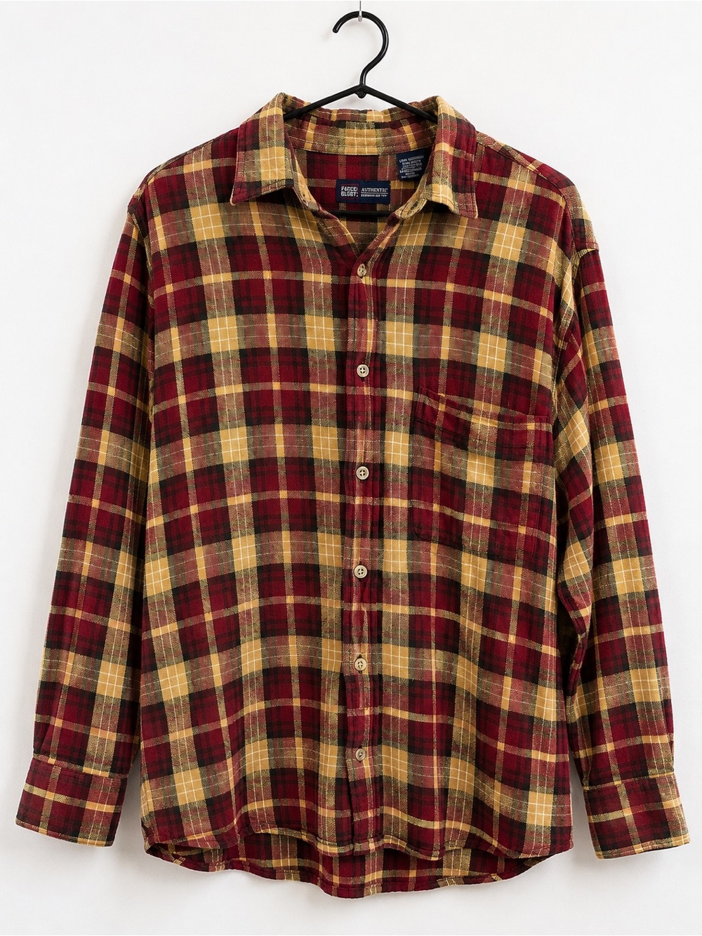 Vintage Grunge/y2k Faded Glory Red & Yellow Plaid Flannel